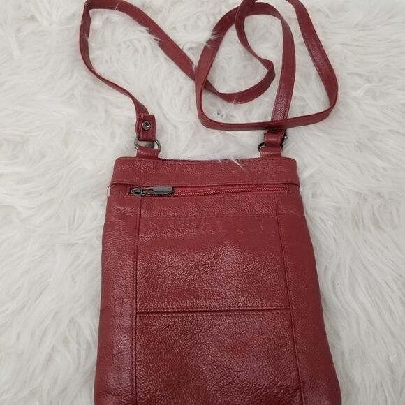 Red Faux Pebble Leather Crossbody Bag - Picture 8 of 8